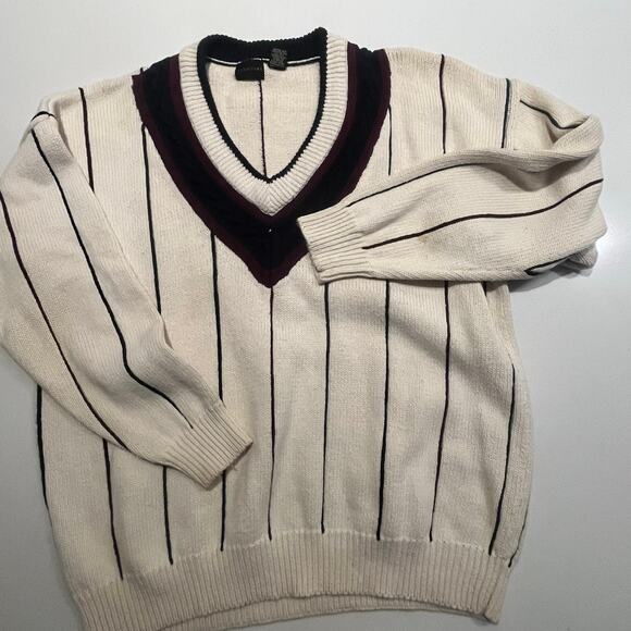 Vintage Cambridge Classics By Mervyn’s Men Large Preppy‎ V Neck Knit Sweater - Picture 3 of 6